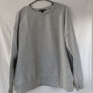 Forever 21 Oversized Gray Crew Neck Sweatshirt, Large